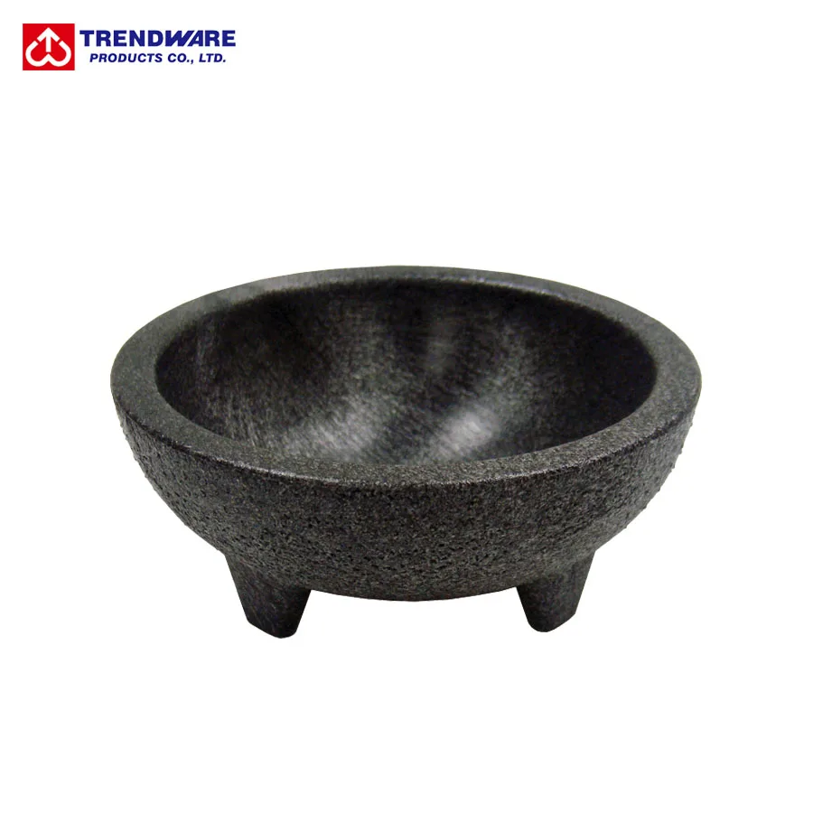 
Mexican Molcajete Style Serving Dish Black Plastic Salsa Bowl 