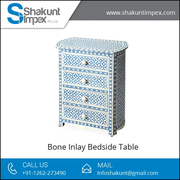 
Standard Quality Unique Design Bone Inlay Bedside Table at Best Price 