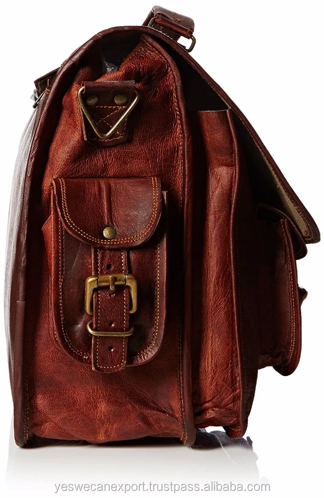 Unisex Real Goat Leather Messenger Bag For Laptop Briefcase Satchel - Wholesale Price For Sale