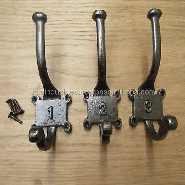 OMG Industries buy retro vintage cast iron number 1 to 9 hat & coat hook top sale cast iron coat hook wall decorative hook
