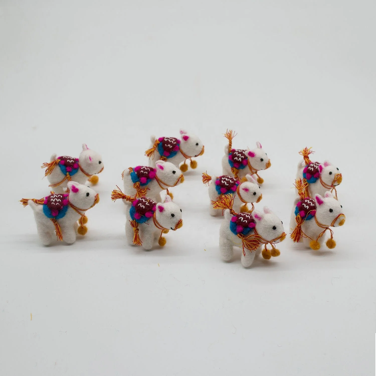 FCS-008 Felt Decorated Animal from Pure New Zealand Wool Christmas Accessories and Crafts Hand Felted by Women Artisan of Nepal