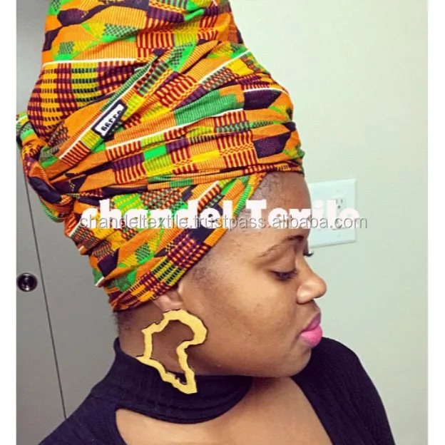 Kente head wrap Kente African Head Wraps Turban Protective Styles Turban Dashiki  cotton women wear Bandanas