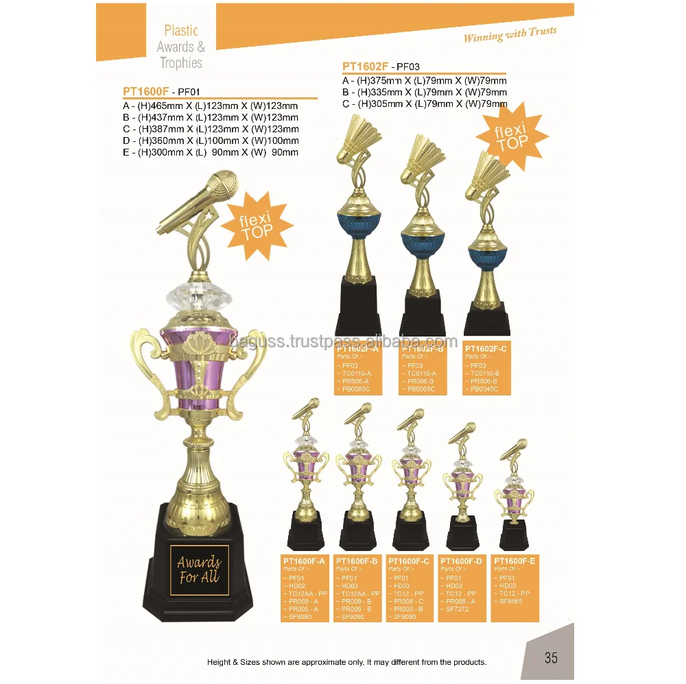 CHEAP PLASTIC SHUTTERCOCK TROPHY FOR BADMINTON COMPETITION