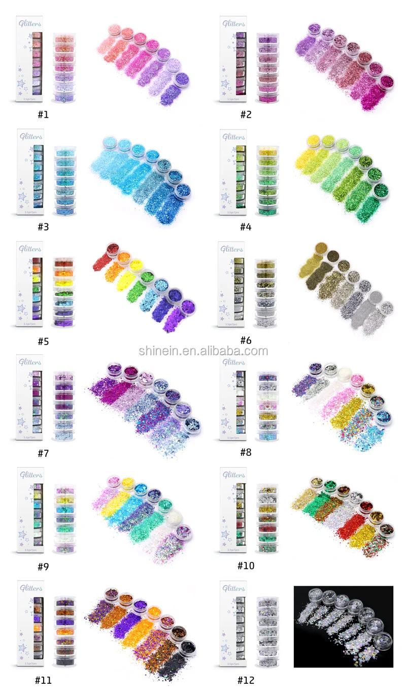 Shinein New Yellow Green Hybrid Mixed Colors Private Label Face Glitter Powder Shimmer Cosmetic Glitter Eyeshadow