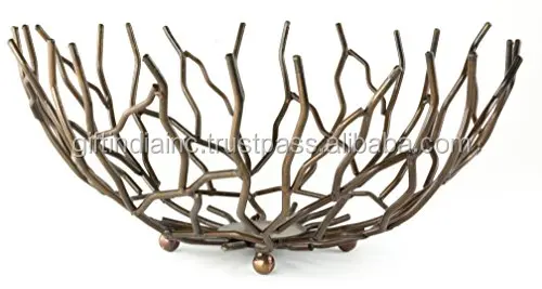 Metal bowl with gold leaves