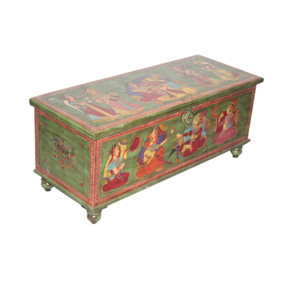 INDIAN TRADITIONAL CHEST BOX FIGURE PAINTED