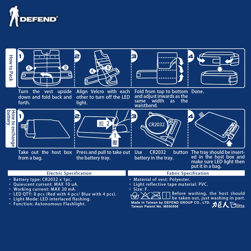 LED vest for automobile safety reflective accessory