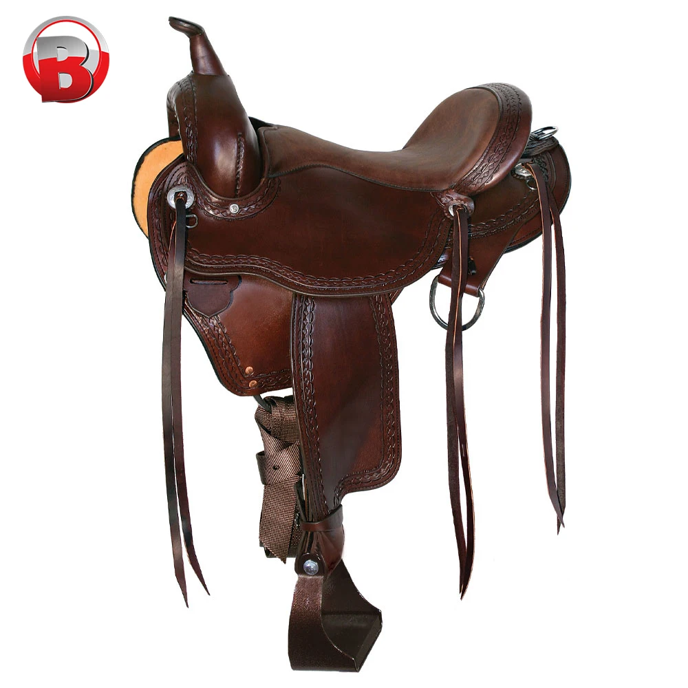 Hot Selling Brown Leather Western Horse Saddle