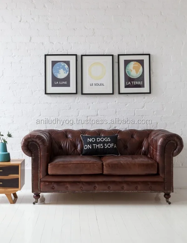 Vintage Leather Brown two seater sofa,Leather Tuffted Sofa,Leather Furniture