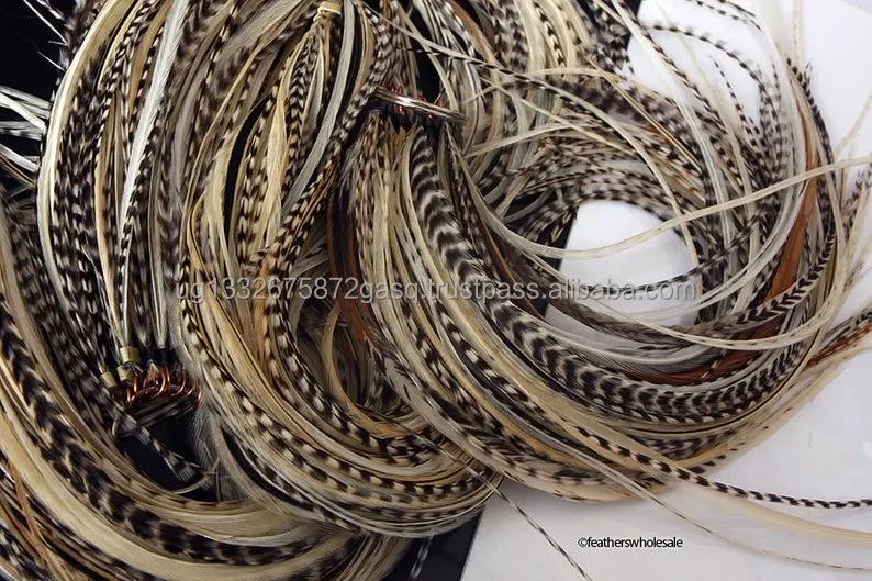 grizzly Light Natural Feather Hair Accessories DIY Kit Real Feather Extensions Grizzly