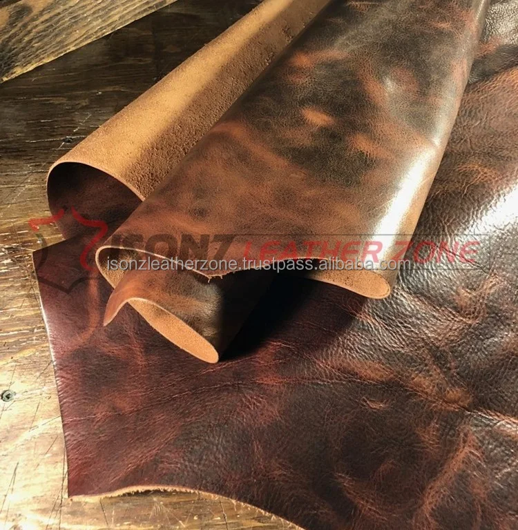 
natural veg tanned hides pull up leather in colors 