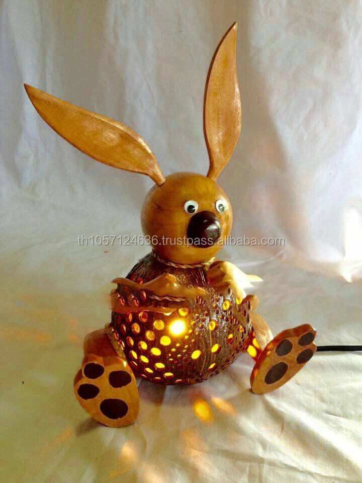Coconut shell  Lamp Animals designs eco-friendly  handcraft Thailand