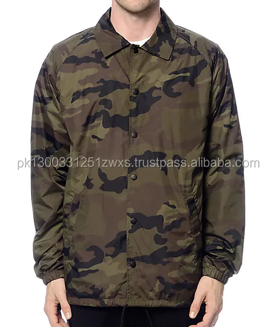 Custom camo coaches jacket lightweight windbreaker jacket,Camo Printed Custom Nylon Coach jackets