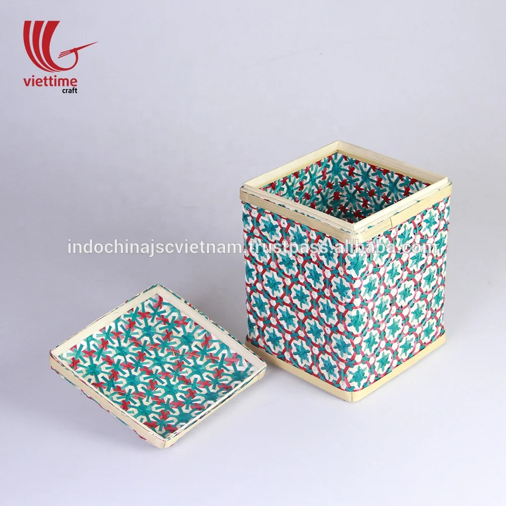Wonderful Weaving Pikul Pattern Bamboo Box, Bamboo Gift Box, Bamboo Storage Box Kitchen Organizer Vietnam Wholesale