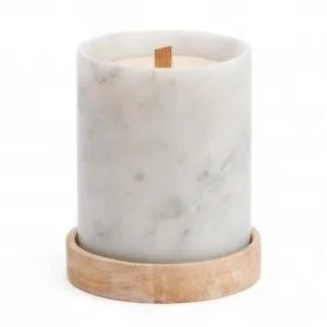 Marble Jars With Wooden Lid Wax Candle Jar