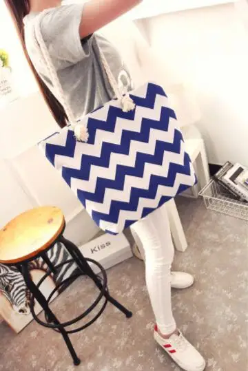 
Hot Selling Colorful Canvas Beach Bags Women Lady,handle Bag Cotton Canvas Striped 25cm Height Polyester Sh-n00102 Sinohood 