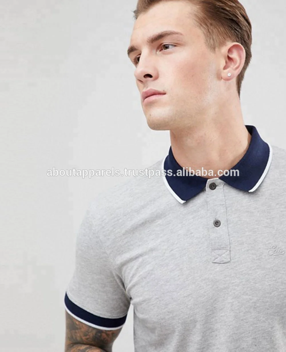 New fashion Slim fit men pure color white blank sample design of Breathable polo shirts