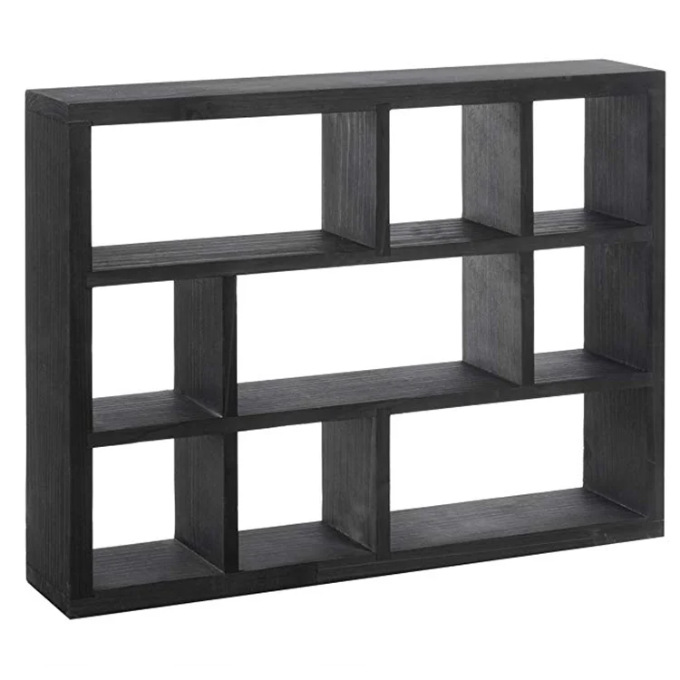 
Wall-mounted freestanding 9-Slot rustic floating kitchen wood wall shelf 
