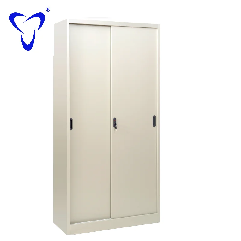 2 Sliding Door Steel Storage File Cabinet Vertical Metal Bookshelf Fireproof Filing Cabinet