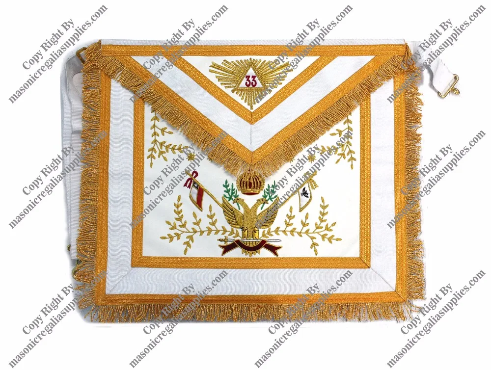 Hand Embroidered Masonic 33rd Degree Scottish Rite Wings Up Apron