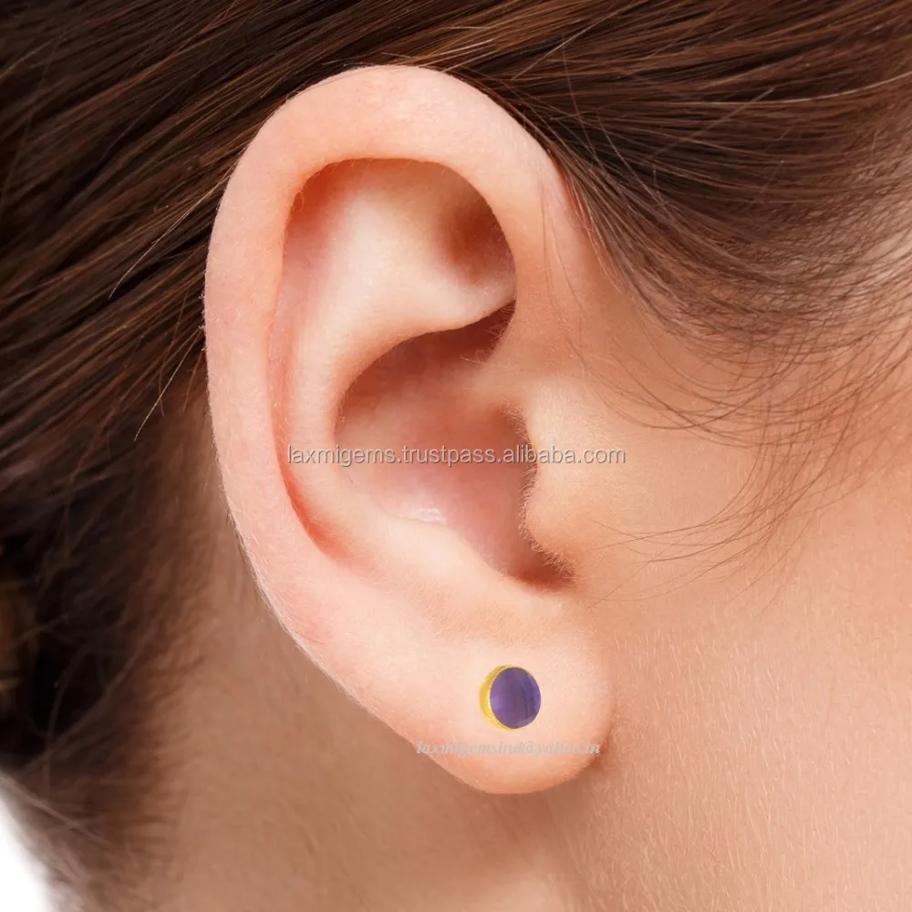 Bottom Price Amethyst gemstone 925 silver wholesale stud earrings