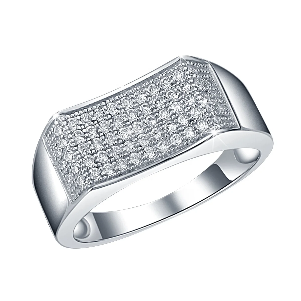 Manufacturer wholesale custom 925 sterling silver ring fashion jewelry rhodium plated diamond engagement big rings for men