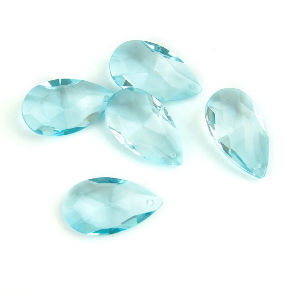 Honor of crystal Honor of crystal 38mm Aquamarine Almond Of Trimming Prism Accessories Crystal Lamp Teardrop Parts For Chandelier Decor