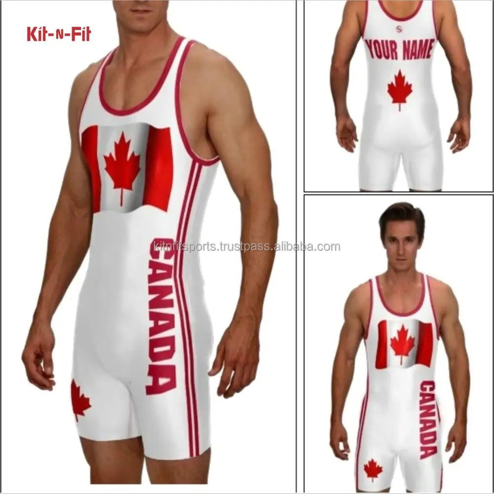 Wholesale custom made Red/Navy Blue Lycra Wrestling Wear Wrestling Singlet for Body Building
