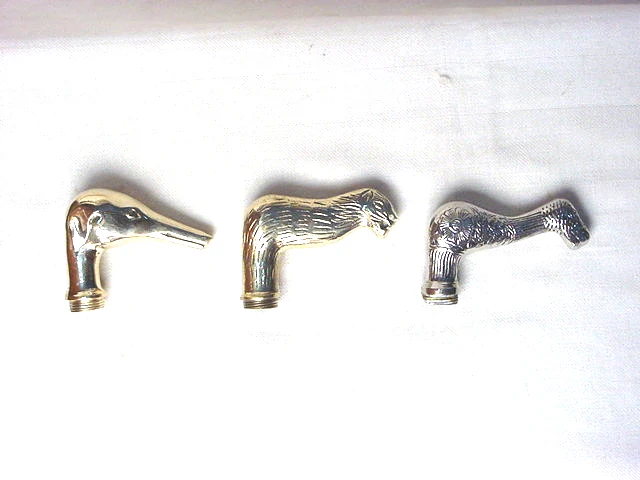 Brass handles for walking sticks, umbrellas and canes
