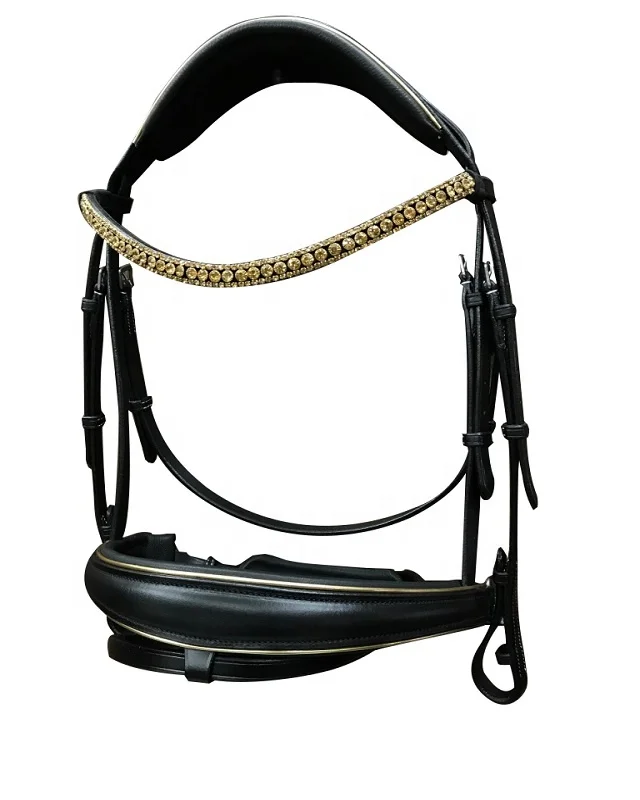 Dressage Bridle Outdoor Sports Equestrian Horse Riding Fancy Padded Leather Horse Dressage Bridle For Sale