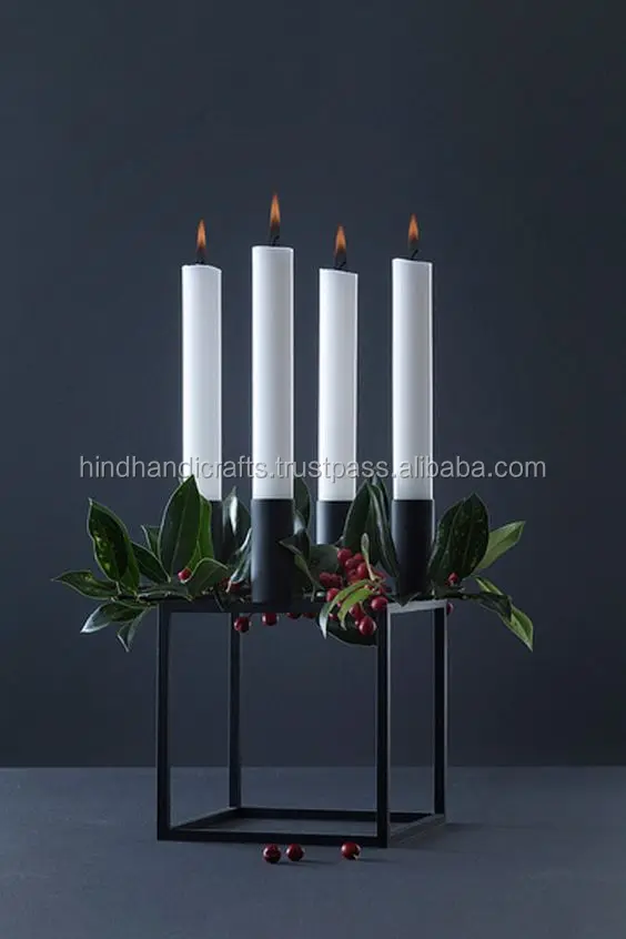 Black Matte Candle Holder with Bowl for Home Decor