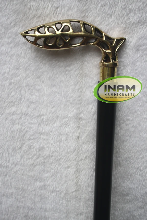 Stylish leaf design brass handle walking sticks, Wooden walking canes, Best quality walking sticks,