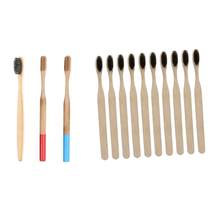 Biodegradable Eco-Friendly Natural Soft Bamboo Charcoal Toothbrush Tongue Scraper Cleaner Brushes