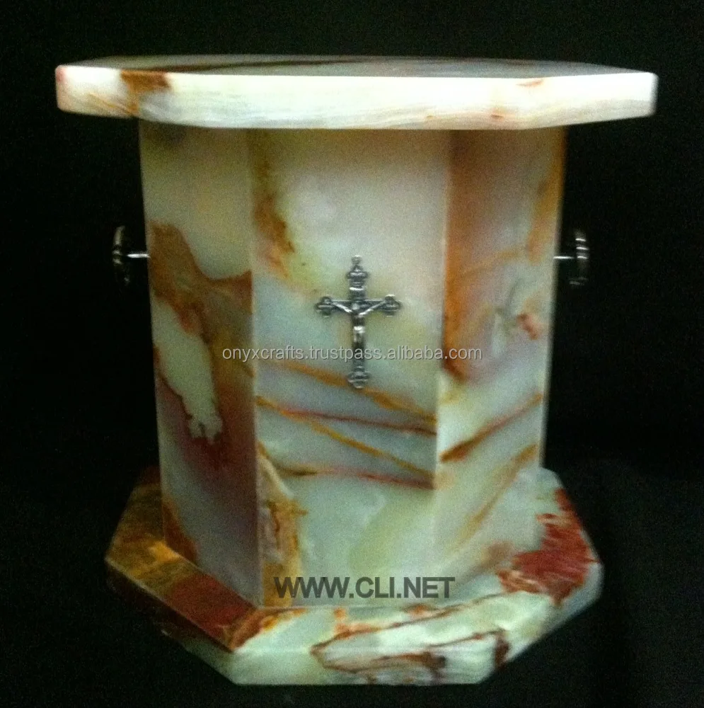 Multi Color Onyx Funeral Ash Urn with Cross and Handle in Cheap Price