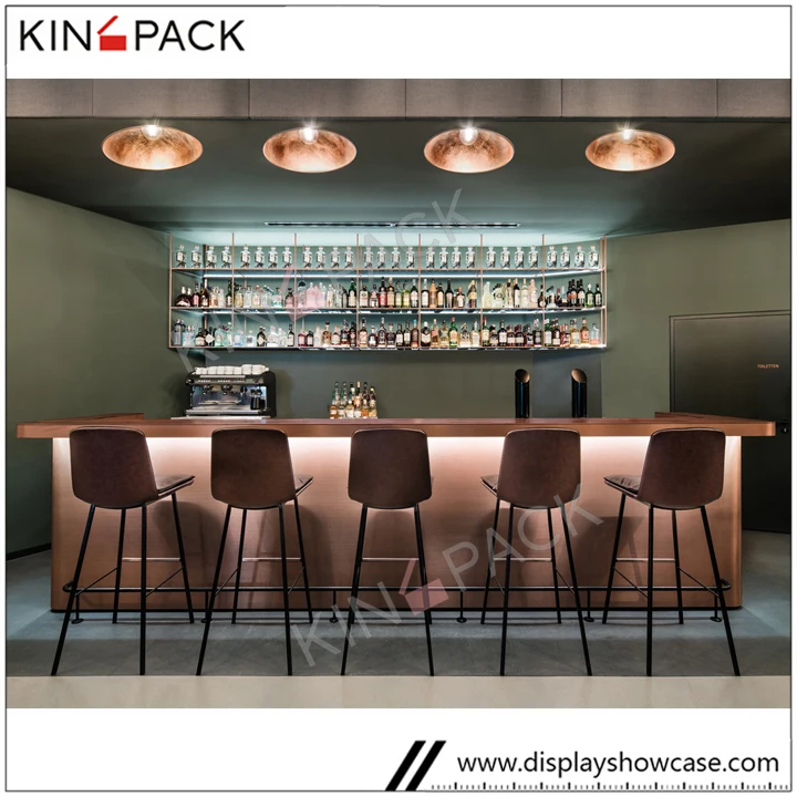 High-end boutique bar design,led light tall commercial restaurant bar counter design for sale