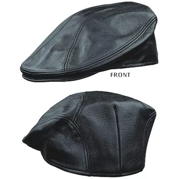 Black leather cap/ Ivy Black leather Cap