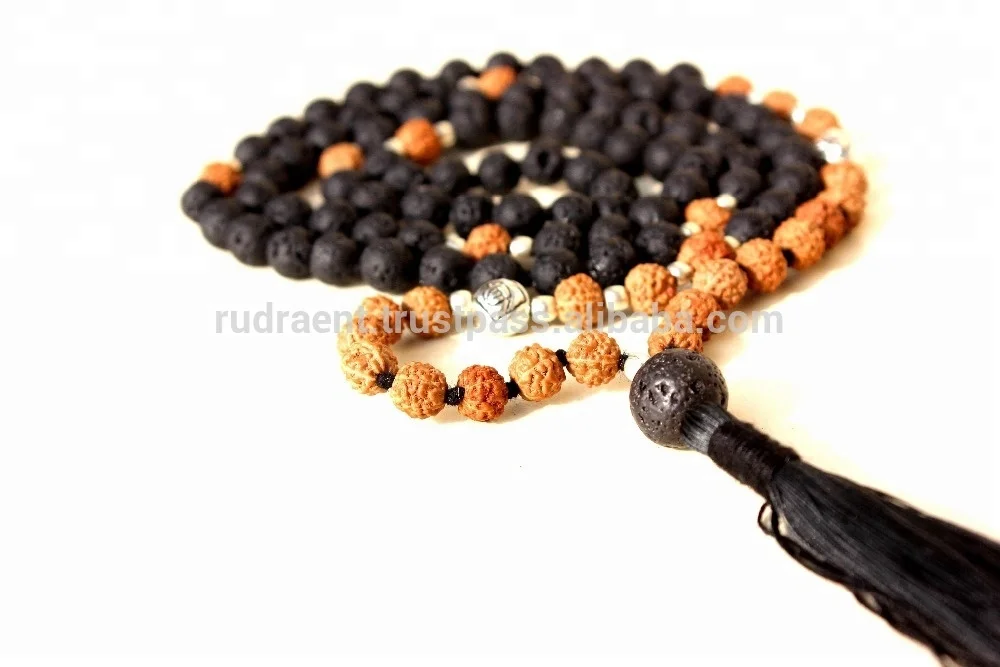Trending 2024 Wholesale Pricing Prayer Beads Rosary Rudraksha Lava 108 beads Chakra Energy Yoga Mala Necklace