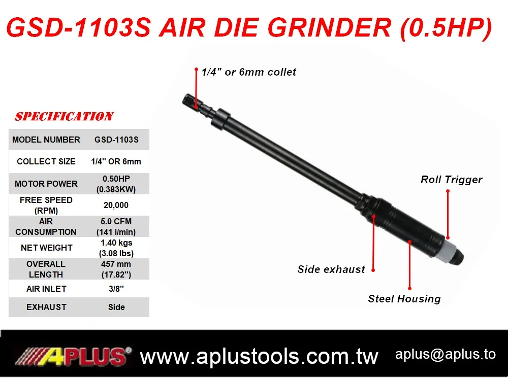 
GSD-1103S air die grinder, extended 10
