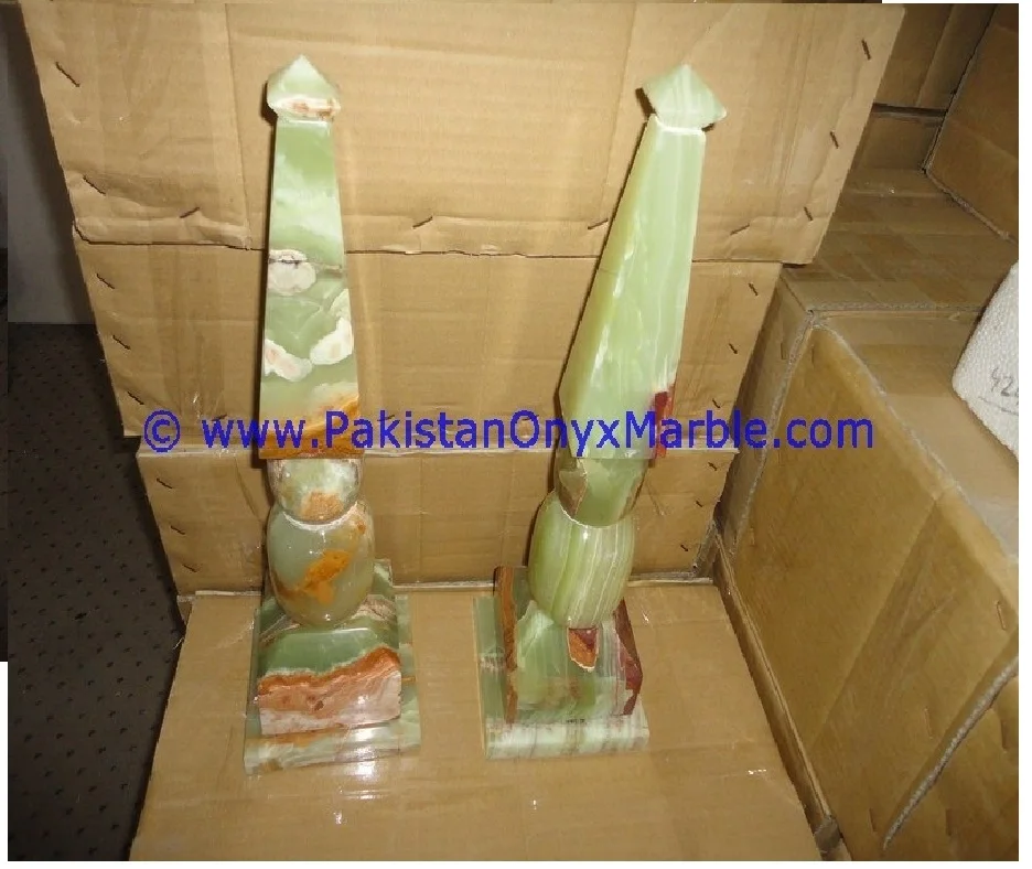 Multi Green Onyx Obelisks - Stone Marble Onyx Handicrafts