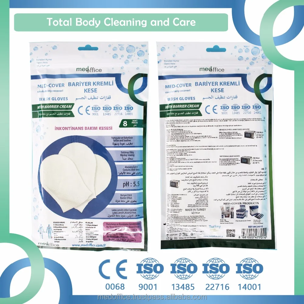 Ready-to-Use Healthcare Supply Total Body Cleaning and Care Wash Gloves