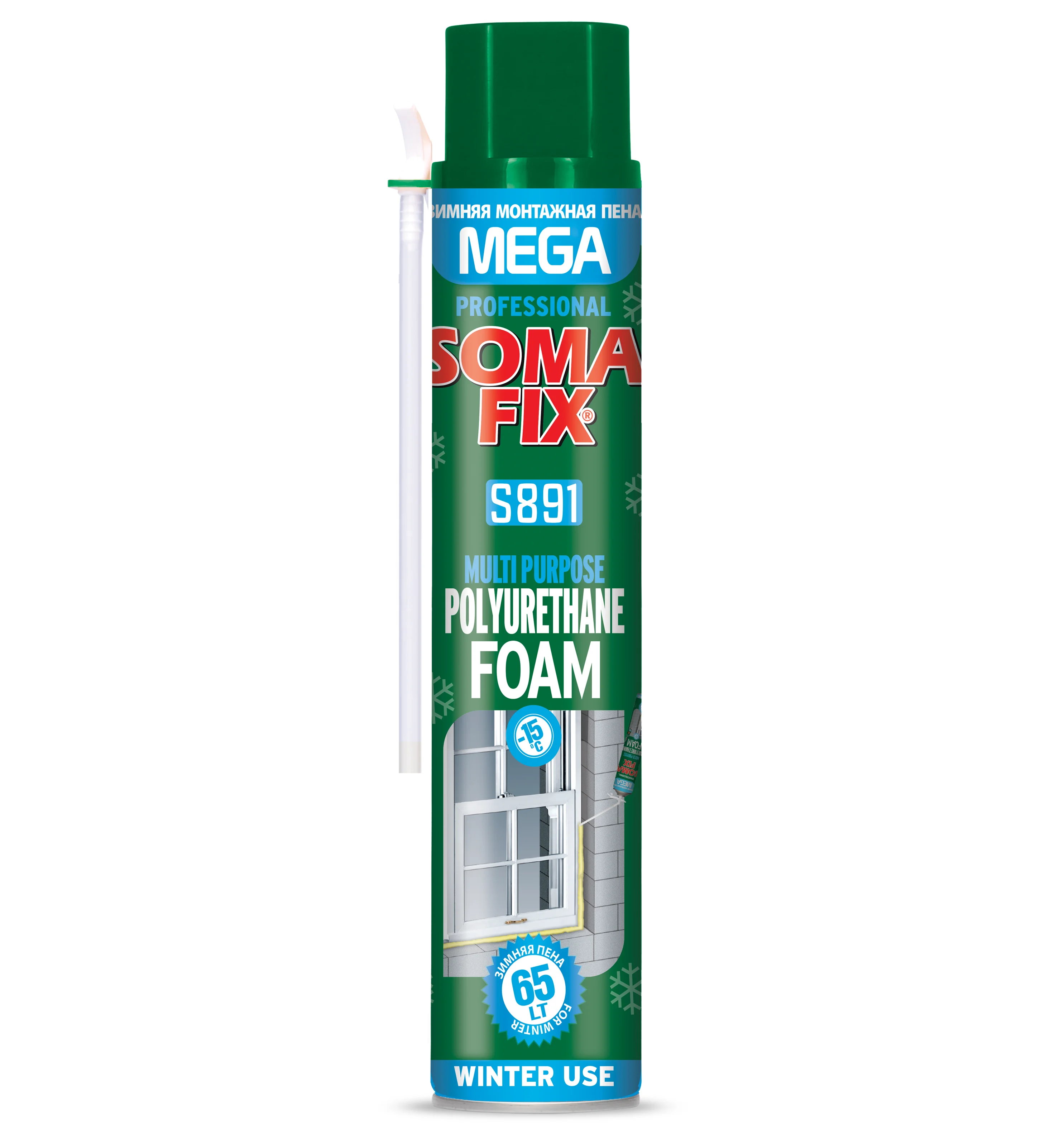 
 SOMAFIX 850 мл MEGA полиуретановая пена (для зимнего использования)  