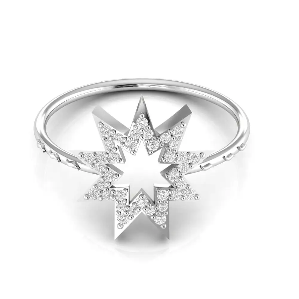 Starburst Symbol Designer Diamond Ring For Women in 18kt White Rose Yellow Gold 1.69 Gram Fine Jewelry