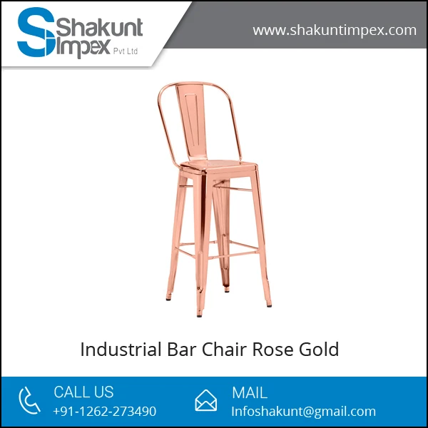 Wholesale Supply Elegant Rose Gold Industrial Bar Chair at Affordable Price