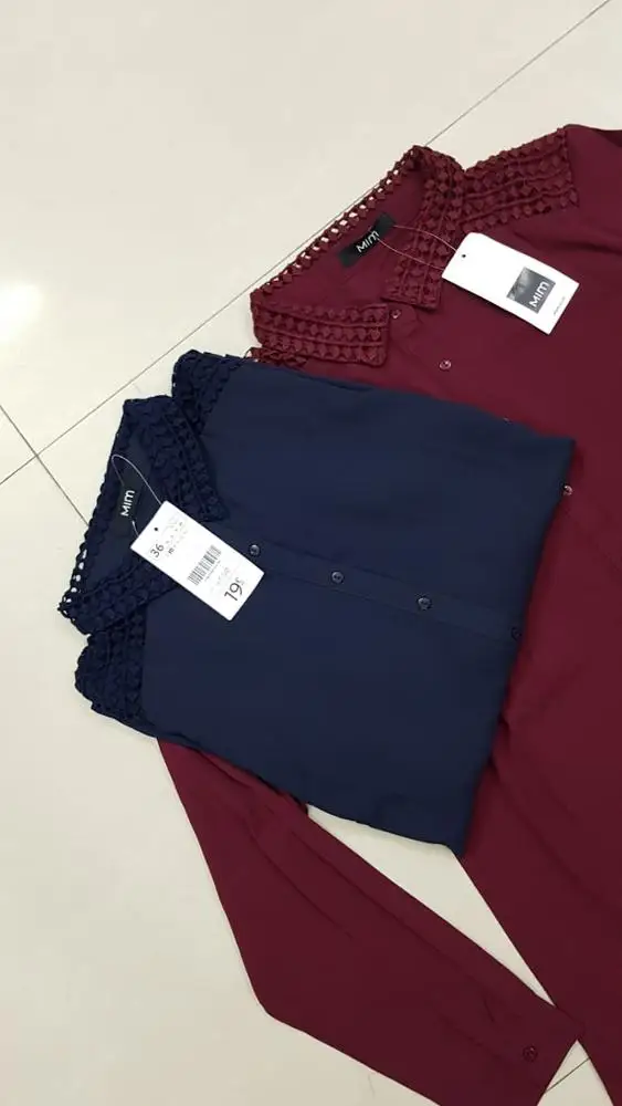 Premium Quality Branded Labels Ladies Women Latest Design Plain Formal Casual Office Smart Work Long Sleeved Dress Shirts Blouse