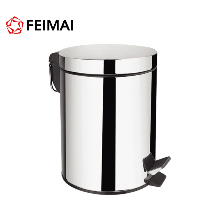 Stainless Steel Bathroom Foot Pedal Dustbin Household Waste Bin 12L