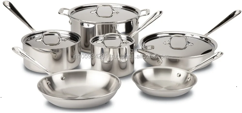 stainless steel 10 pcs cookware set with shiny finish