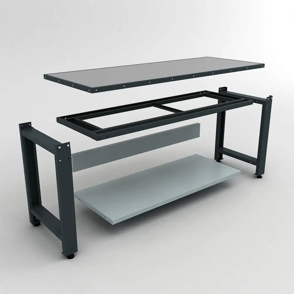 Demountable Metal Workbench with Wooden Top Table