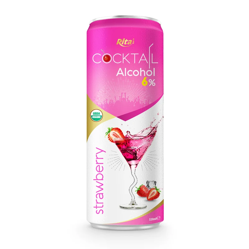 320ml Aluminum Can Good Taste Redgrape Flavor Cocktail Fruit Drink Beverage 6 % Alcohol 100 Rita Vietnam for Adults 200 Cartons