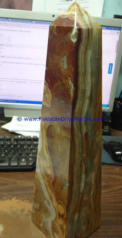 Multi Green Onyx Obelisks - Stone Marble Onyx Handicrafts
