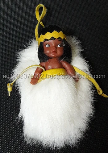 rabbit fur craft doll in bag